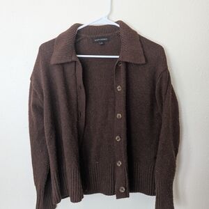 Banana Republic Brown Knit Button-Up Collared Cardigan